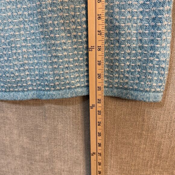 Talbots Petite Blue White Tweed Knit Front Zip Jacket Collard Cardigan Style NWT - Picture 10 of 12